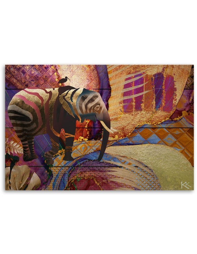 Modern canvas painting Golden elephant on an abstract background | FEEBY