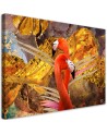 Wall art painting for living room Flamingos on gold background | FEEBY