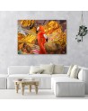 Wall art painting for living room Flamingos on gold background | FEEBY