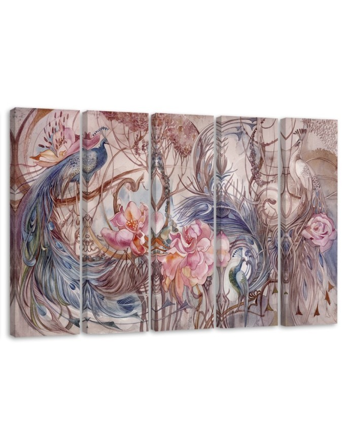 Wall painting for living room Magic peacock exotic print | FEEBY