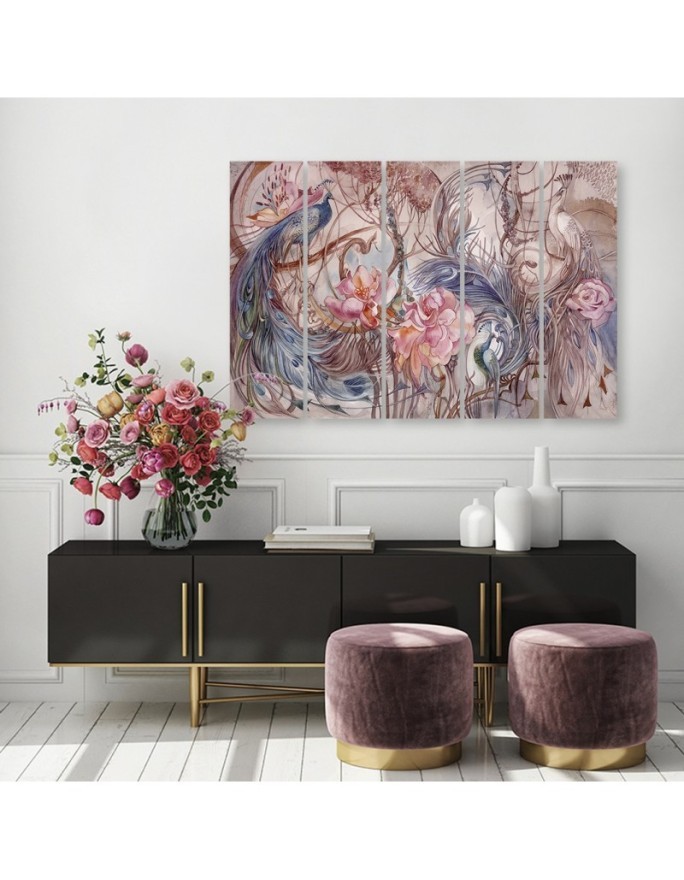 Wall painting for living room Magic peacock exotic print | FEEBY