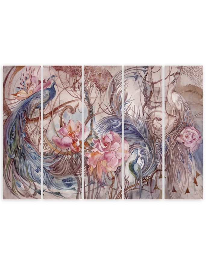 Wall painting for living room Magic peacock exotic print | FEEBY