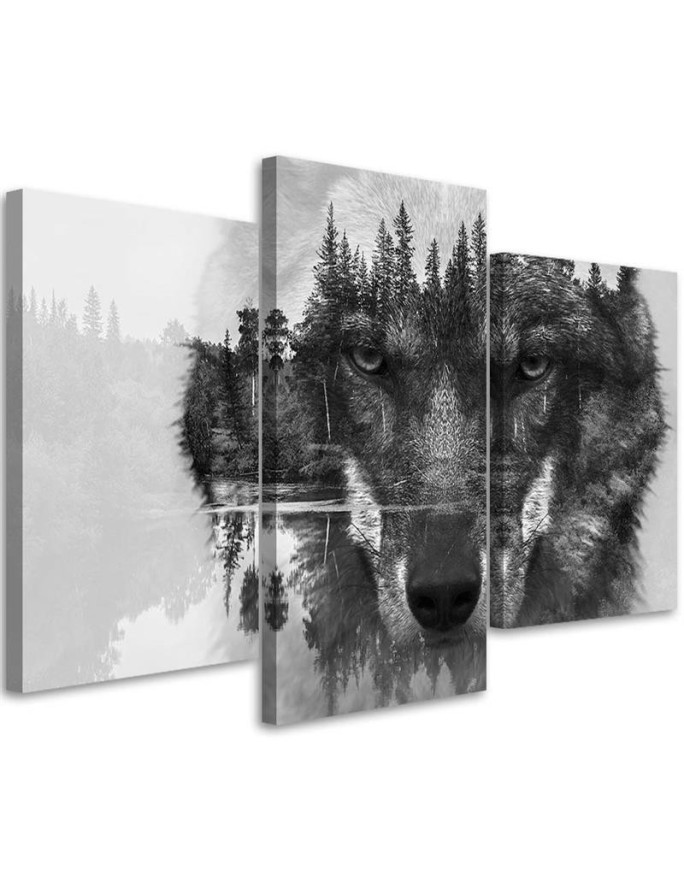 Black wolf abstract canvas painting for living room canvas | FEEBY