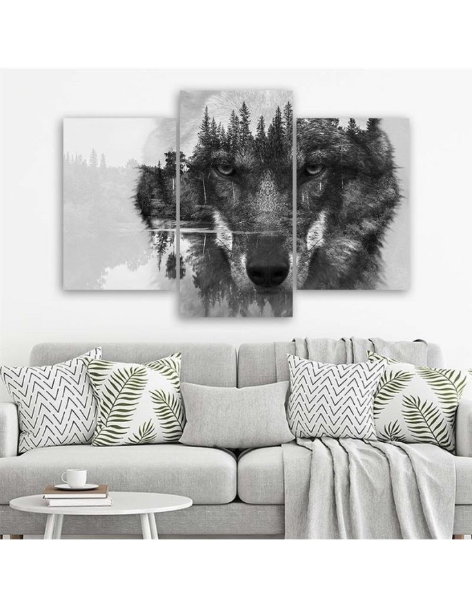 Black wolf abstract canvas painting for living room canvas | FEEBY