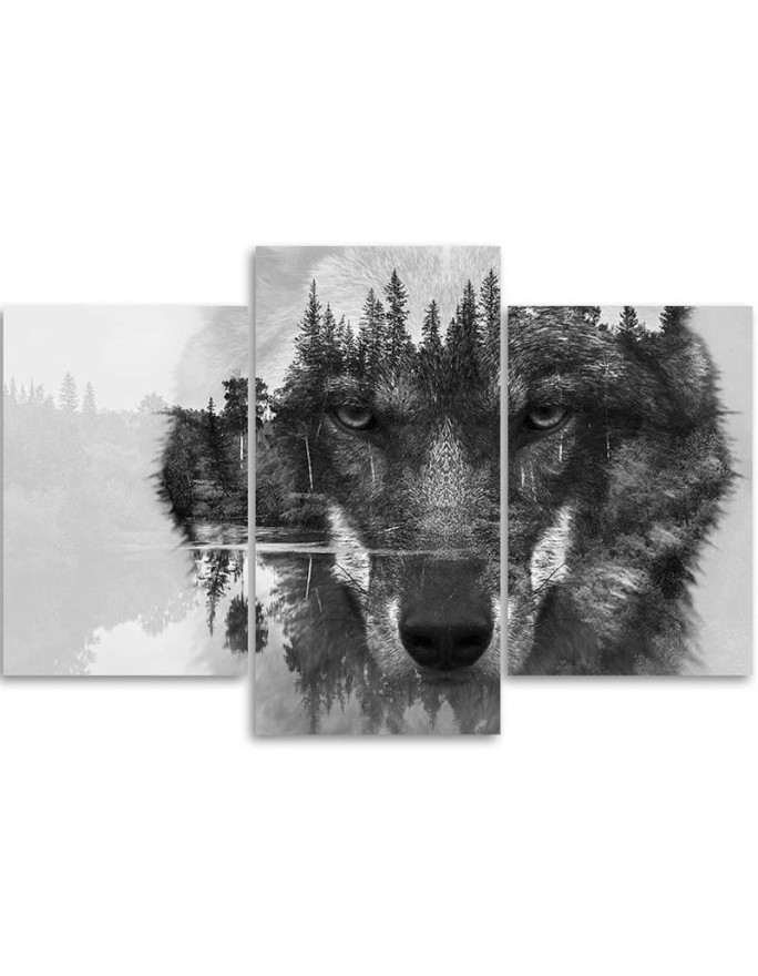 Black wolf abstract canvas painting for living room canvas | FEEBY