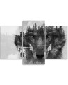 Black wolf abstract canvas painting for living room canvas | FEEBY