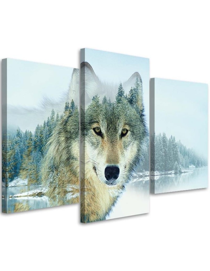 Decorative painting White wolf on a background of mountains Canvas print | FEEBY