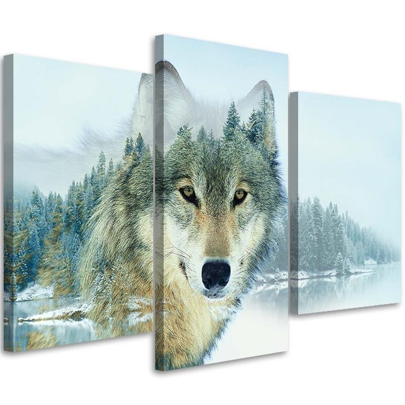 Decorative painting White wolf on a background of mountains Canvas print | FEEBY