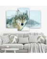 Decorative painting White wolf on a background of mountains Canvas print | FEEBY