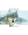 Decorative painting White wolf on a background of mountains Canvas print | FEEBY