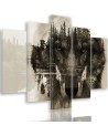 5 Piece Wolf on the background of the forest brown Wall painting for living room 5-part | FEEBY