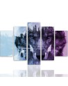 Canvas print for living room 5-part canvas Wolf on the background of the forest purple | FEEBY