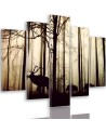 5 Piece Deer in the forest canvas painting for living room | FEEBY