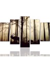5 Piece Deer in the forest canvas painting for living room | FEEBY