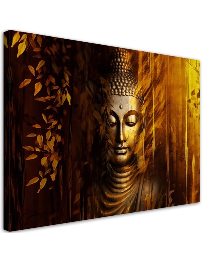 Modern AI Canvas painting for bedroom - Golden Buddha | FEEBY