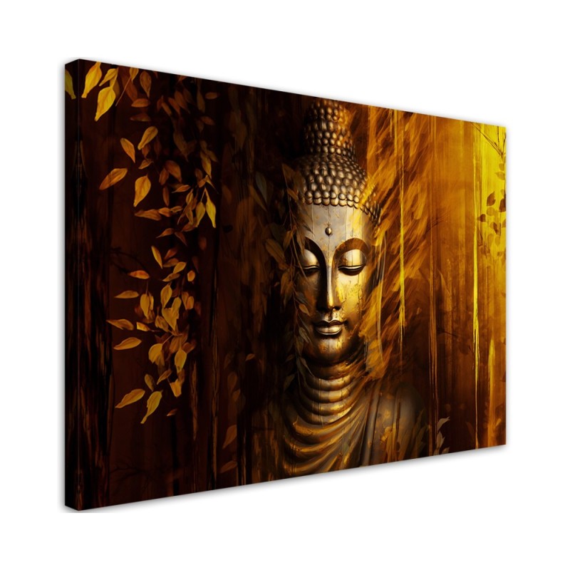 Modern AI Canvas painting for bedroom - Golden Buddha | FEEBY