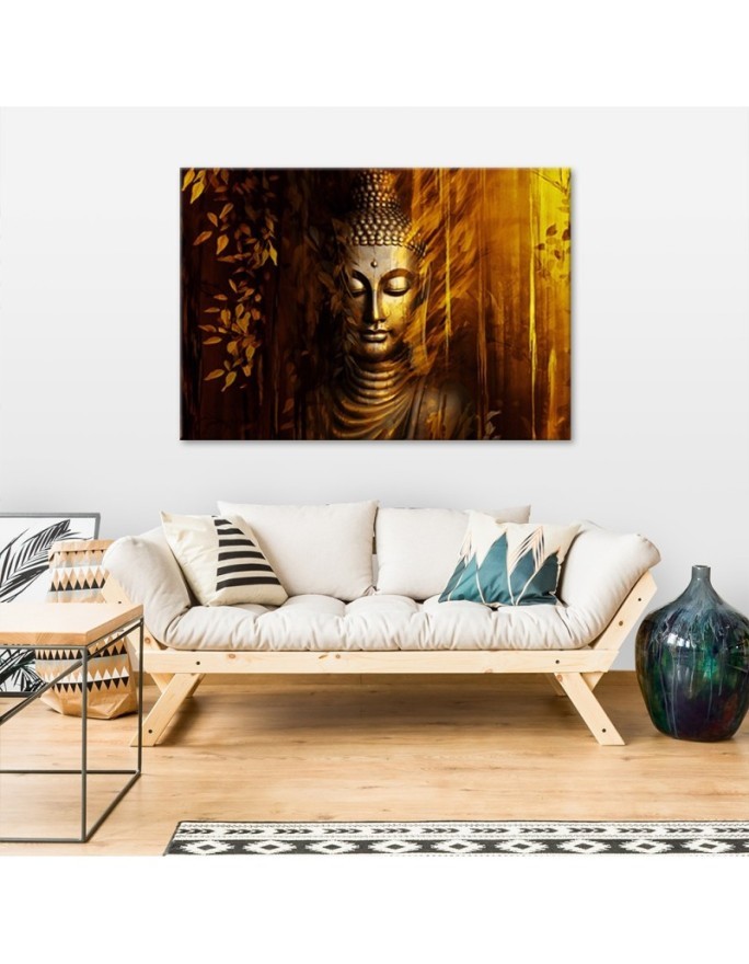 Modern AI Canvas painting for bedroom - Golden Buddha | FEEBY