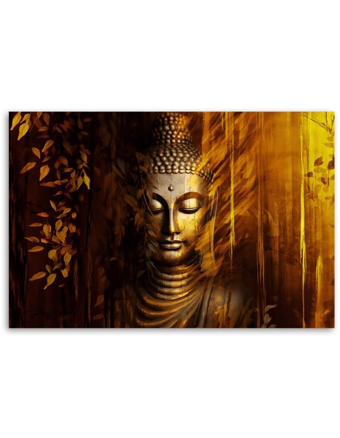 Modern AI Canvas painting for bedroom - Golden Buddha | FEEBY