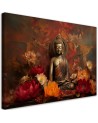 AI Wall art painting - Meditating Buddha and colourful flowers | FEEBY