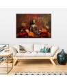 AI Wall art painting - Meditating Buddha and colourful flowers | FEEBY