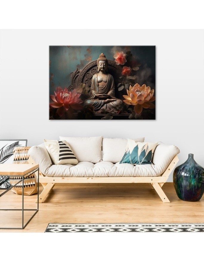 The most fashionable AI Canvas designs for the living room - Buddha Zen flowers | FEEBY