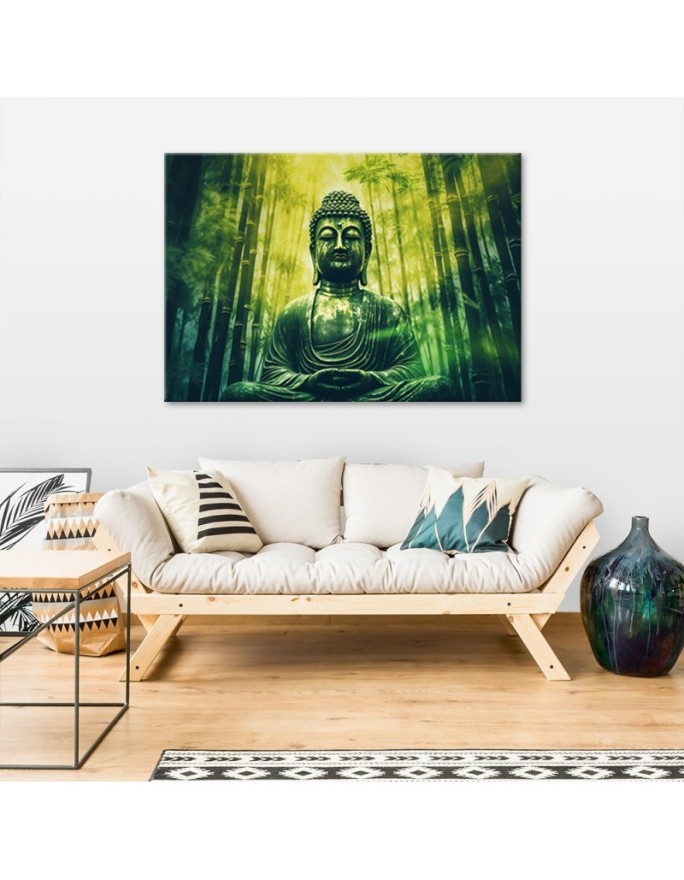 Stylish AI Canvas paintings for the living room - Zen Buddha and bamboos | FEEBY