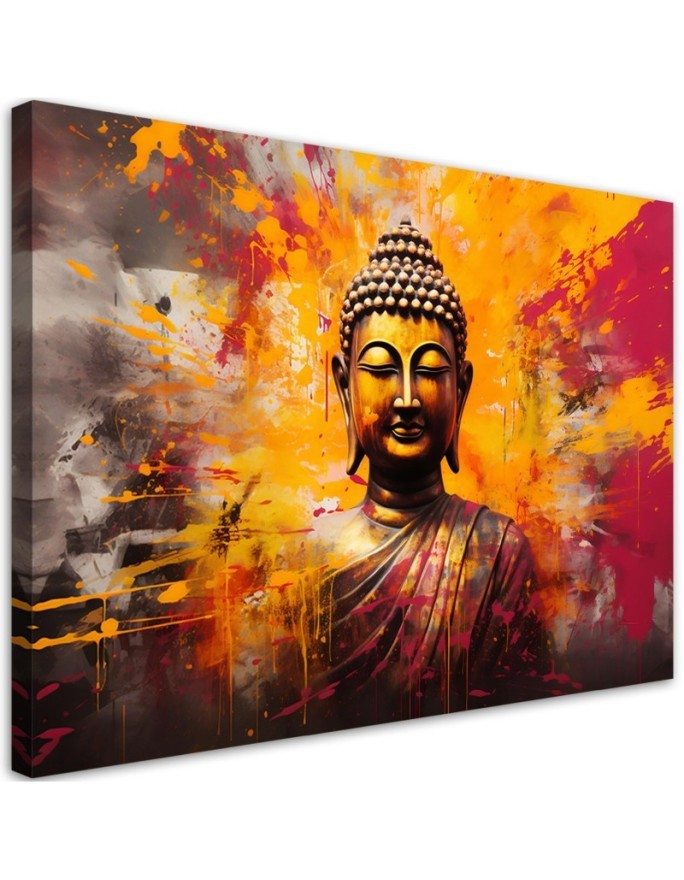 Stylish AI Canvas prints for the bedroom - Buddha statue colourful abstract | FEEBY
