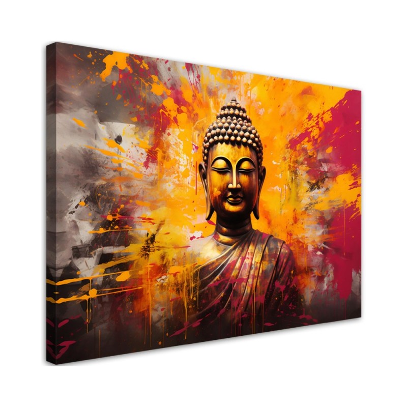 Stylish AI Canvas prints for the bedroom - Buddha statue colourful abstract | FEEBY