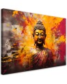Stylish AI Canvas prints for the bedroom - Buddha statue colourful abstract | FEEBY
