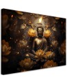 Modern AI Canvas paintings for living room - Golden Buddha and lotus flowers | FEEBY
