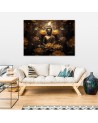 Modern AI Canvas paintings for living room - Golden Buddha and lotus flowers | FEEBY