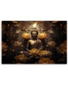 Modern AI Canvas paintings for living room - Golden Buddha and lotus flowers | FEEBY
