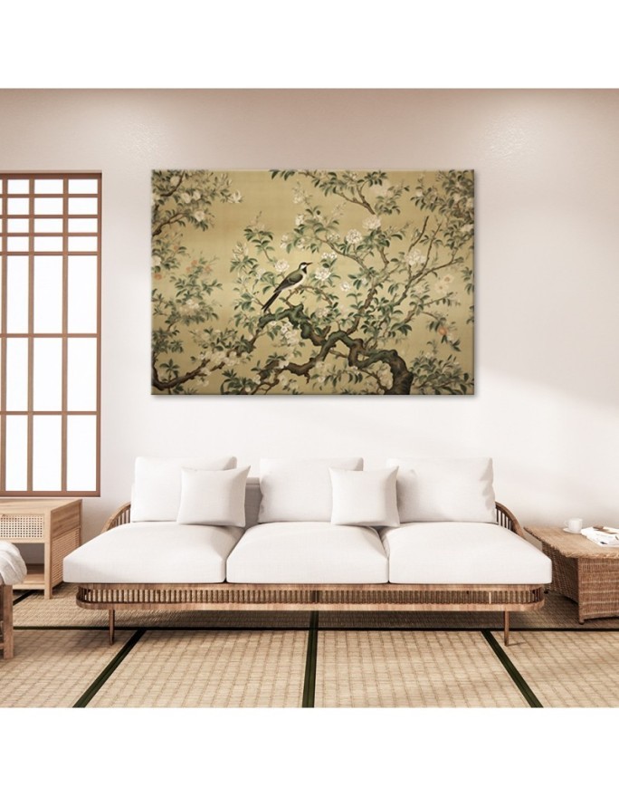 Canvas prints AI for the bedroom - Bird Abstract Chinoiserie | FEEBY