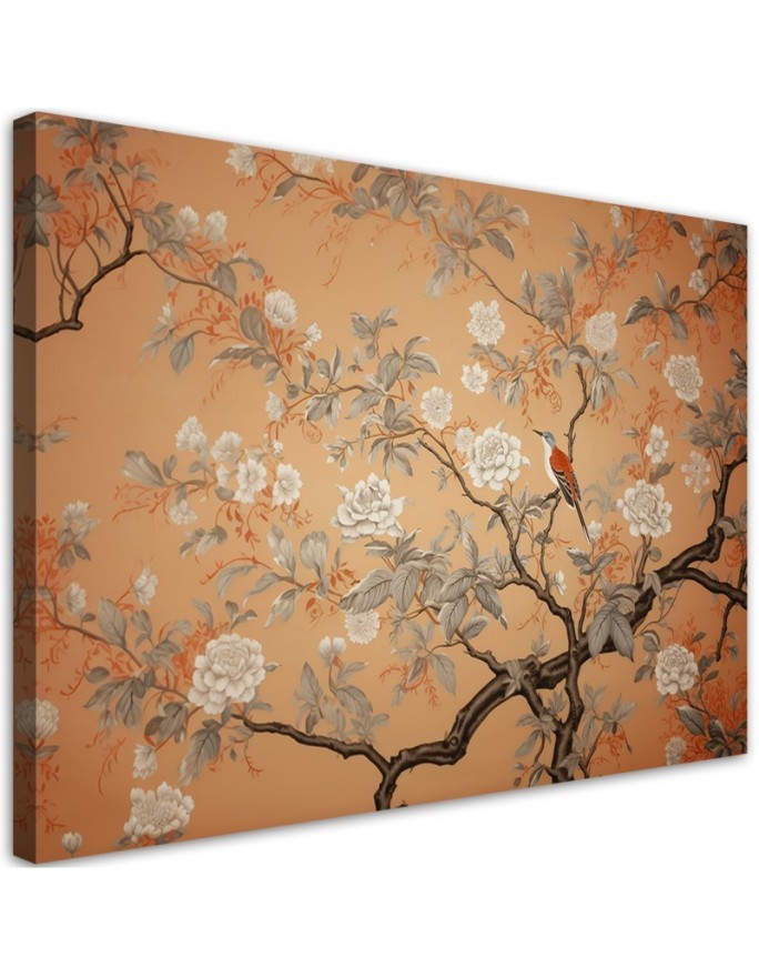Canvas prints AI for the living room - Bird Tree Chinoiserie | FEEBY