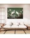 Stylish AI Canvas paintings for living room - White Cranes Abstraction | FEEBY