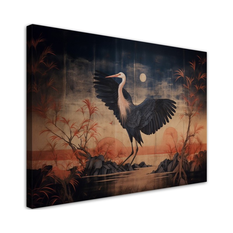 Printed AI Canvas prints for living room - Crane Nature Oriental | FEEBY