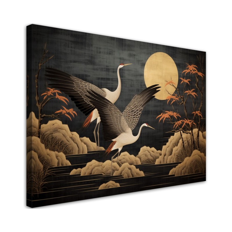 Stylish AI Canvas paintings for living room - Peacocks against the moon | FEEBY