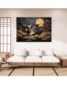 Stylish AI Canvas paintings for living room - Peacocks against the moon | FEEBY
