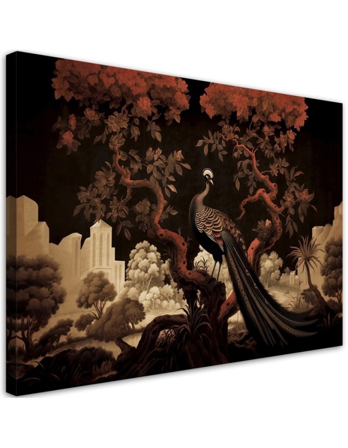 Elegant AI Canvas paintings for the living room - Peacock Animal Tree | FEEBY