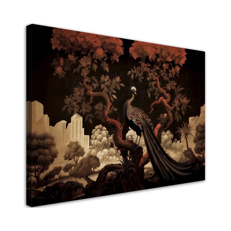 Elegant AI Canvas paintings for the living room - Peacock Animal Tree | FEEBY