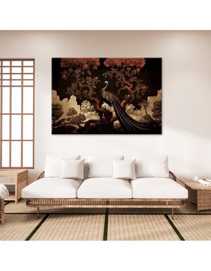 Elegant AI Canvas paintings for the living room - Peacock Animal Tree | FEEBY
