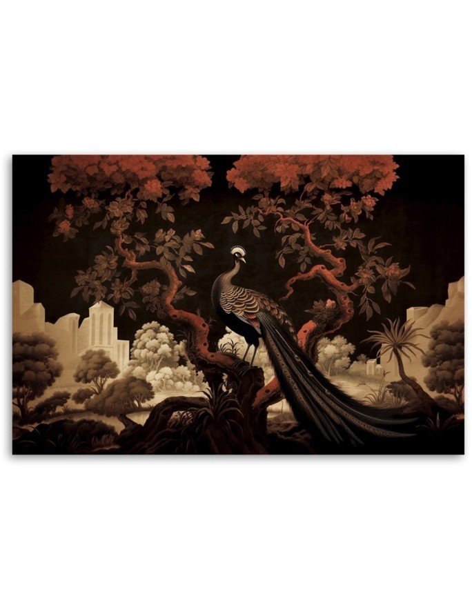 Elegant AI Canvas paintings for the living room - Peacock Animal Tree | FEEBY