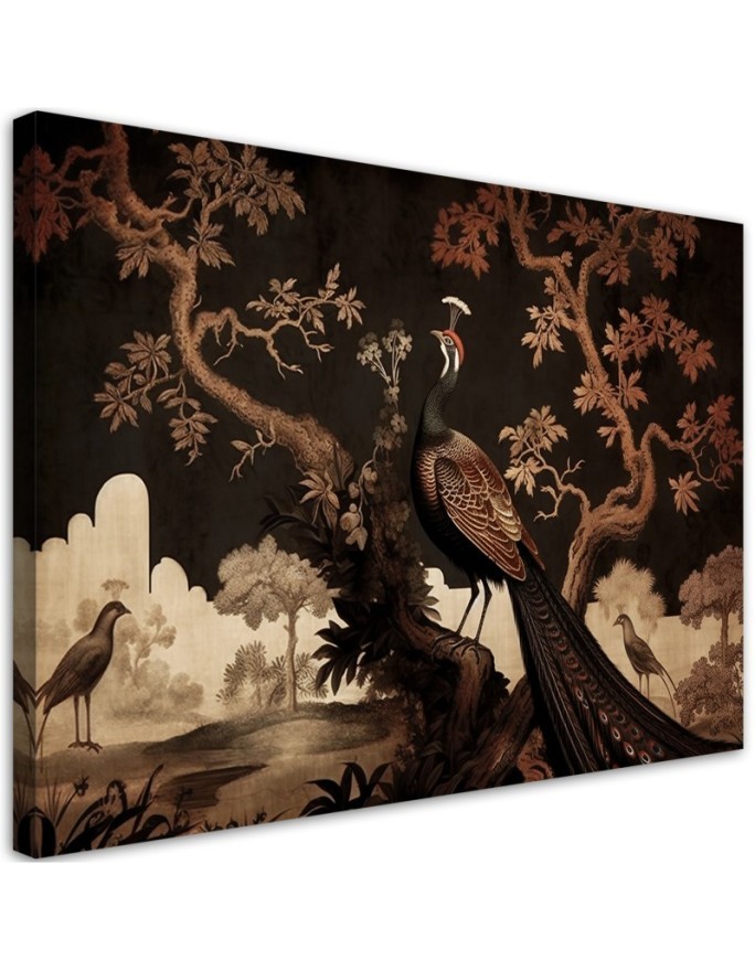 Beautiful AI Canvas paintings for the living room - Oriental peacock in the tree | FEEBY