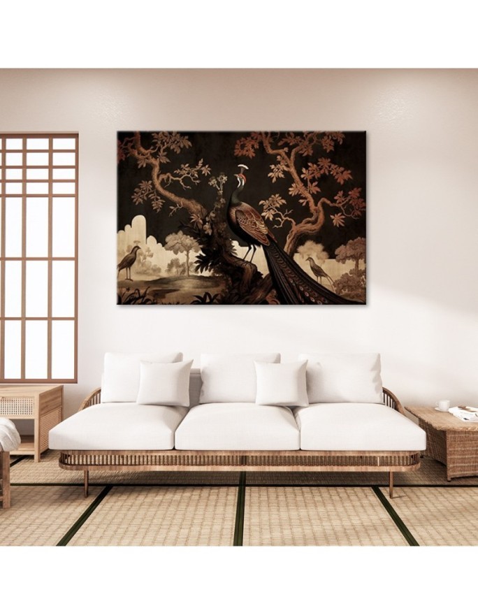 Beautiful AI Canvas paintings for the living room - Oriental peacock in the tree | FEEBY