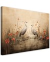 Stylish AI Canvas paintings for the living room - Cranes on a lake | FEEBY