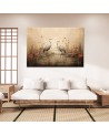 Stylish AI Canvas paintings for the living room - Cranes on a lake | FEEBY
