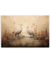 Stylish AI Canvas paintings for the living room - Cranes on a lake | FEEBY
