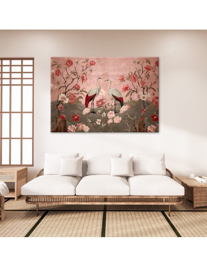 Wall art paintings for the bedroom - Chinoiserie flowers and birds | FEEBY