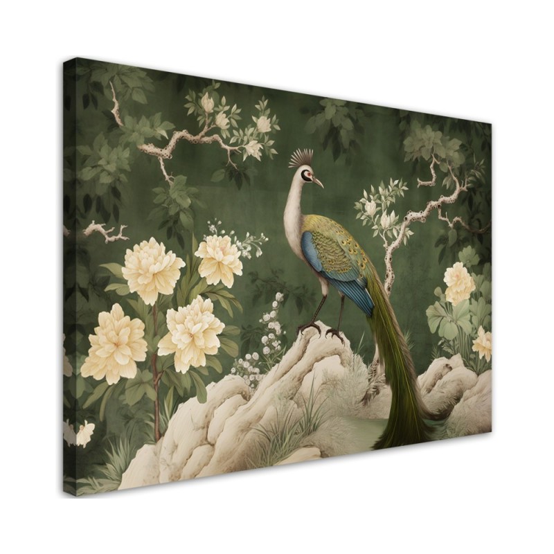 Beautiful AI Canvas paintings for the living room - Oriental peacock green | FEEBY