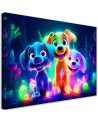 Children's room paintings AI - Neon cartoon dogs | FEEBY